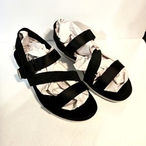 🌺 Anne Klein Sport Black Shoes Sandal Nolita Nylon Straps Velcro Size 9 medium